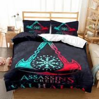 Žaidimas A-Assassin S Creed Meno patalynės komplektas Žaidėjo antklodės užvalkalo komplektas Suaugusiems berniukams Miegamojo Viengulis Dvigulis Karališko Dydžio Antklodė Berniukų Dovana 135x200cm black