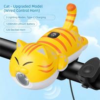 Waterproof Bicycle Headlight Bright LED Bicycle Front Lamp Cartoon Cat Cycling Light  Cycling Yellow without horn yellow