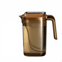 Large Capacity Drink Pitcher Modern Design Water Carafe with Lid Wide Mouth Refrigerator Jug Amber with 3 Cups brown