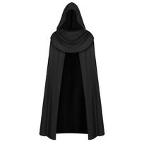 Viduramžiškas su gobtuvu apsiaustas Renesanso apsiaustas su gobtuvu Cosplay ilgas apsiaustas Kalėdų Helovino kostiumo aksesuarams juoda