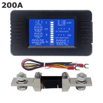 DC voltmetras Ampermetras Galia Energijos Skaitmeninis skaitiklis LCD DC 60-200V 10A/50A/100A/200A/300A Šuntas with 200A shunt