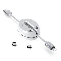 KEYSION 3 in 1 Magnetic USB Type-C Cable Fast Charging Cable for iPhone 12 Pro Max 11 XS Max XR  Micro USB Cable balta