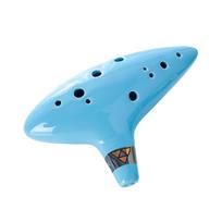 12 skylučių Alto C Ocarina nešiojamasis muzikos instrumentas su apsauginiu maišeliu šviesiai mėlyna spalva
