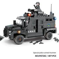 KAZI miesto sargas Specialiosios policijos statybinės kaladėlės Hummer policijos automobilio modelis, vaikų mokomasis pasidaryk pats, surinkti žaislai