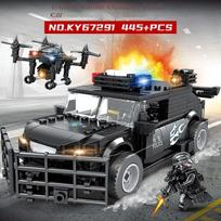 KAZI miesto sargas Specialiosios policijos statybinės kaladėlės Hummer policijos automobilio modelis, vaikų mokomasis pasidaryk pats, surinkti žaislai gray