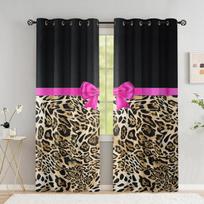 Leopardo rašto užuolaidos svetainei, prabangus rožinis kaspinas, princesės užtemdančios užuolaidos miegamajam, zebrų rašto langų apmualai W53.5 X H114cm X 2