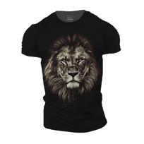 Vyriški juodi marškinėliai Liūtas Vilkas T-shirt Erelis Tigras Spausdintas Gyvūno raštas Trumpomis rankovėmis Oversized Streetwear Nauji Vintage marškinėliai Viršutiniai drabužiai XL black