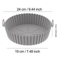 22/24 cm apvalus silikoninis oro gruzdintuvės kepimo krepšelio įdėklas, daugkartinio naudojimo, lengvai valomas Airfryers padėklas, kepsninė, kepsninė, kepta vištienos orkaitėje, keptuvė virtuvei 24CM pilka