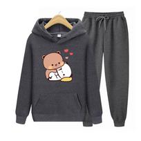 Bubu ir Dudu Džemperis Širdelė Meilė Moteriškas Džemperių Komplektas Estetinis Grafinis Kawaii Burbulinės Arbatos Džemperiai Anime Džemperiai Džemperių Komplektas 3XL black
