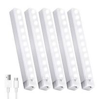 1/3/5/10 Pack Judesio jutiklio apšvietimas po spintele su magnetiniu LED įkraunamu 8 colių po stalviršiu spintelės šviestuvu, skirtu spintos spintelės virtuvei 1PCS balta