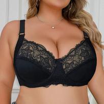Didelio dydžio moteriškos liemenėlės, elastingos, seksualios, nėriniuotos apatinės raištelės, apatinis trikotažas be pamušalo 85D-110D 90D juoda