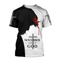 Marškinėliai Vyriški Vasariniai Dievas Religija Kristus Jėzus Kryžius 3D Spausdinimas Hip Hop Laisvi Trumpomis Rankovėmis Streetwear Ypač Dideli Vintage Marškinėliai M black
