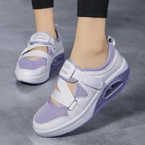 BKQU Women's Shoes  Fashion Breathable Wedge Air Sneakers Lightweight Platform Sport Shoes Summer Woman Vulcanize Shoes 35 white