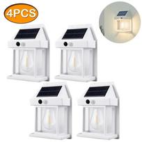 4 vnt saulės sieninis šviestuvas Volframo vandeniui atsparus belaidis judesio jutiklis Apsaugos lempos nuo sutemų iki aušros lauko terasos verandos garažo apšvietimas white-4PCS
