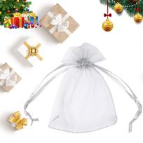 Vienspalvis organza raištelių dovanų maišelis 100vnt 7x9cm One Size balta
