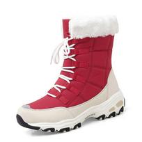 New Winter Women Boots Casual Warm Fur Boots Shoes Women Round Toe Wedges Snow Boots Shoes Plus Size Motorcycle Boots 35 raudona