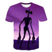 Vasaros Siren Head 3D spausdinimo marškinėliai Streetwear vyriški madingi kasdieniai per dideli apvalios apykaklės trumpomis rankovėmis marškinėliai viršūnės drabužiai 120 purple