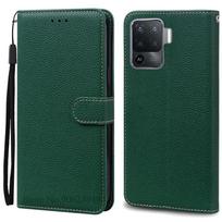 Reno5 Lite dėklas OPPO Reno 5 Lite dėklui Piniginės atverčiamas dangtelis Reno5 F/Reno5 Z telefono dėklui Reno 5F 5Z 5lite dangtelis Fundas For Oppo Reno 5F tamsiai žalia spalva