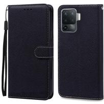 Reno5 Lite dėklas OPPO Reno 5 Lite dėklui Piniginės atverčiamas dangtelis Reno5 F/Reno5 Z telefono dėklui Reno 5F 5Z 5lite dangtelis Fundas For Oppo Reno 5Z juoda