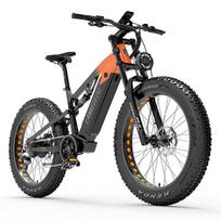 Lankeleisi RV800 Plus 26  pilnos pakabos elektrinis kalnų dviratis, 750 W Bafang variklis, 48 ​​V 20 Ah baterija oranžinė