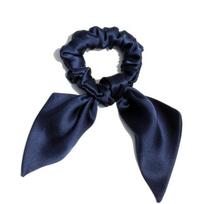 100% gryno šilko triušio ausies plaukų gumytės, kaspinas, mazgas, elastinės plaukų juostelės, surišiklis uodegai moterims, mergaitėms, 1 vnt. black