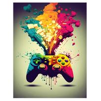 Colorful Game Controller Wall Art Poster Prints Nordic Aesthetic Picture Canvas Painting Gaming Boy Room Home Decoration 40cm×50cm NoFrame