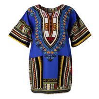 Unisex afrikietiškų raštų suknelė medvilninė dashiki marškinėliai etninis kaftanas blue