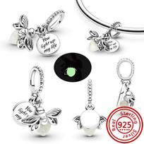„Fit Pandora Charms“ apyrankė, 925 prabos varis, šviečianti tamsoje, vaiduoklio, moliūgų, jonvabalių, lemputės, vabzdžių, šviečiančių pakabukų karoliukai, cirkonio... white