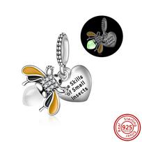 „Fit Pandora Charms“ apyrankė, 925 prabos varis, šviečianti tamsoje, vaiduoklio, moliūgų, jonvabalių, lemputės, vabzdžių, šviečiančių pakabukų karoliukai, cirkonio... black