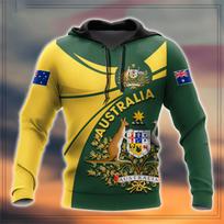 Nauji Australijos vyriški džemperiai su gobtuvu 3D pilnas spausdinimas kengūra ruduo ilgomis rankovėmis laisvalaikio Australijos vėliava gatvės stiliaus dizainerio džemperis su gobtuvu 5XL yellow