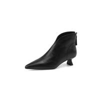 Madingi Nauji Žieminiai Natūralios Odos Batai Moterims Smailus Pirštas Čiurnos Batai Zaptos Mujer Madingi Batai Moterims Kulno Aukštis 4.5cm 34 black
