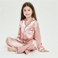 Vaikų ledo šilko pižamų komplektas - Patogūs vasaros miego drabužiai berniukams ir mergaitėms 110-120CM fits size 130 beige