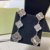 Naujiena Keturlapis dobilas 18k Lazeriniai 3 gėlių ilgi auskarai moterims Aukštos klasės auskarai 925 Silver sidabras