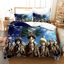 New Attack On Titan Bedding Set Single Twin Full Queen King Size Attack On Titan Bed Set Children Kid Bedroom Duvet Cover Sets EU single(135x200cm)