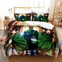 New Attack On Titan Bedding Set Single Twin Full Queen King Size Attack On Titan Bed Set Children Kid Bedroom Duvet Cover Sets AU Single(140x210cm)