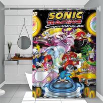 S-Sonic Racing Crossworlds Žaidimas Dušo užuolaida Vonios užuolaida Spausdintas audinys Vandeniui atsparios vonios užuolaidos Kabliukai Vonios pertvara 180x200 cm