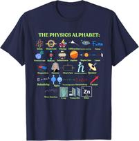 Fizikos abėcėlė Mokslo grafinis marškinėlis Vyriškas laisvalaikio medvilninis trumpomis rankovėmis T-shirt M black
