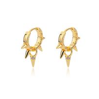 Punk Spike Rivet Hoop Earrings For Women Stainless Steel Huggie Piercing Stud Earrings 2024 New Gothic Party Jewelry Accessories beige