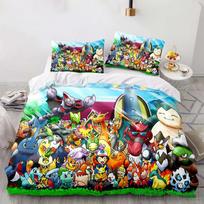 Pokemono patalynės komplektas Animacinis Anime Vaikų Miegamojo Antklodė Berniukas Mergaitė Lovos Užvalkalai Viengulis Dvigulis Kingas Pikachu Antklodės Užvalkalas Dovana AU Single(140*210cm)3pcs
