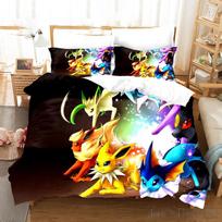 Pokemono patalynės komplektas Animacinis Anime Vaikų Miegamojo Antklodė Berniukas Mergaitė Lovos Užvalkalai Viengulis Dvigulis Kingas Pikachu Antklodės Užvalkalas Dovana AU Single(140*210cm)3pcs