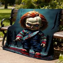 1 vnt. Chucky lėlės lauko pledas, lengvas flanelės užklotas kelionėms, stovyklavimui, svetainei, sofai, kėdei, minkštas 130x150cm gray