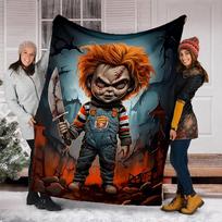 1 vnt. Chucky lėlės lauko pledas, lengvas flanelės užklotas kelionėms, stovyklavimui, svetainei, sofai, kėdei, minkštas 150x200cm
