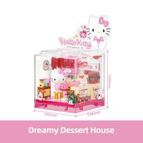 Sanrio statybiniai kaladėlės Hello Kitty Kuromi Kepyklėlė Desertų Namelis Jūros Restoranas Parduotuvė Modelis Plyta Darbalaukio Vitrina Suaugusiųjų Kolekcija white