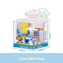Sanrio statybiniai kaladėlės Hello Kitty Kuromi Kepyklėlė Desertų Namelis Jūros Restoranas Parduotuvė Modelis Plyta Darbalaukio Vitrina Suaugusiųjų Kolekcija