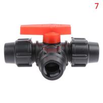 Pe Trijų krypčių greito sujungimo vamzdžio vožtuvas Plastikinis vožtuvas T formos vožtuvas 7(Red 25mm)