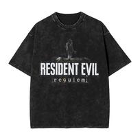 Resident Evil 9 Requiem Leon S. Kennedy Grafikos 100% Medvilnės Unisex Rūgštinio Plovimo Marškinėliai 2026 Vasaros Naujas Vyriškas Y2k Trumpomis Rankovėmis T-Shirt L pilka