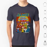 Jamie ir stebuklingas degiklis Marškinėliai Vyrams Moterims Vaikams 6xl Jamie ir stebuklingas degiklis 70-ųjų Britiškas Britanija Animacinis Filmas Vintage Retro L beige