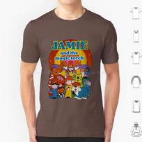 Jamie ir stebuklingas degiklis Marškinėliai Vyrams Moterims Vaikams 6xl Jamie ir stebuklingas degiklis 70-ųjų Britiškas Britanija Animacinis Filmas Vintage Retro M beige