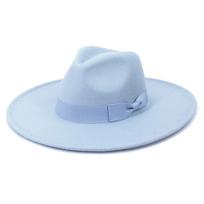 Unisex mados platus vilnos diržas plokščias viršus Fedora Hat Party Church Hats Cap gray