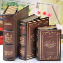 Europos retro medinė knygų saugykla: Senovinė puošmena ir dekoratyvi knygų lentynos dėžutė Set (Large + Medium + Small) ruda
